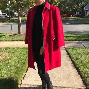 Anne Klein red 100% wool coat